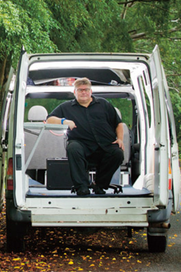 Thinking big … Richardson in his van, which doubles as a mobile thinktank.
