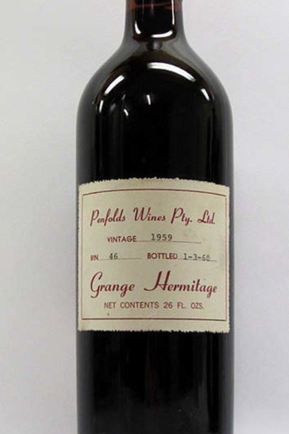 A bottle of 1959 Penfolds Grange Hermitage.