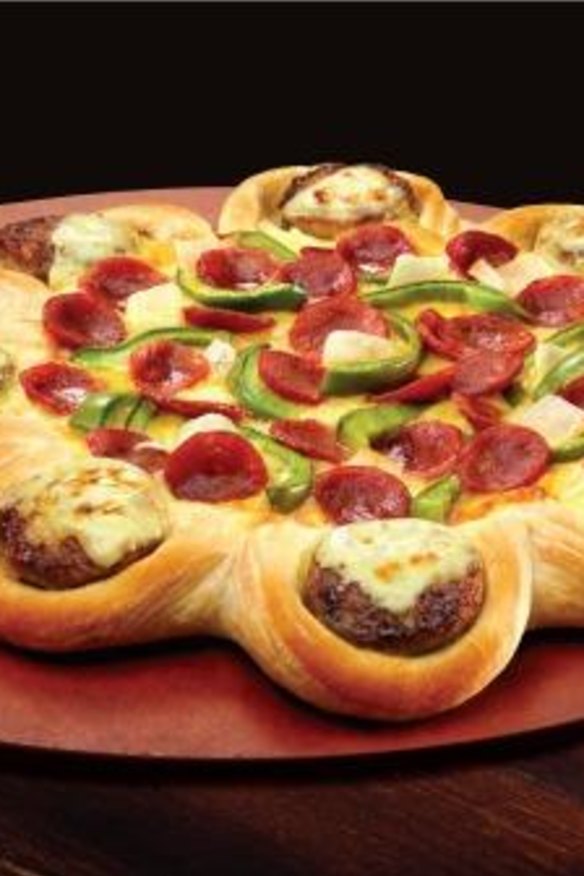 Pizza hut cheeseburger crust pizza.