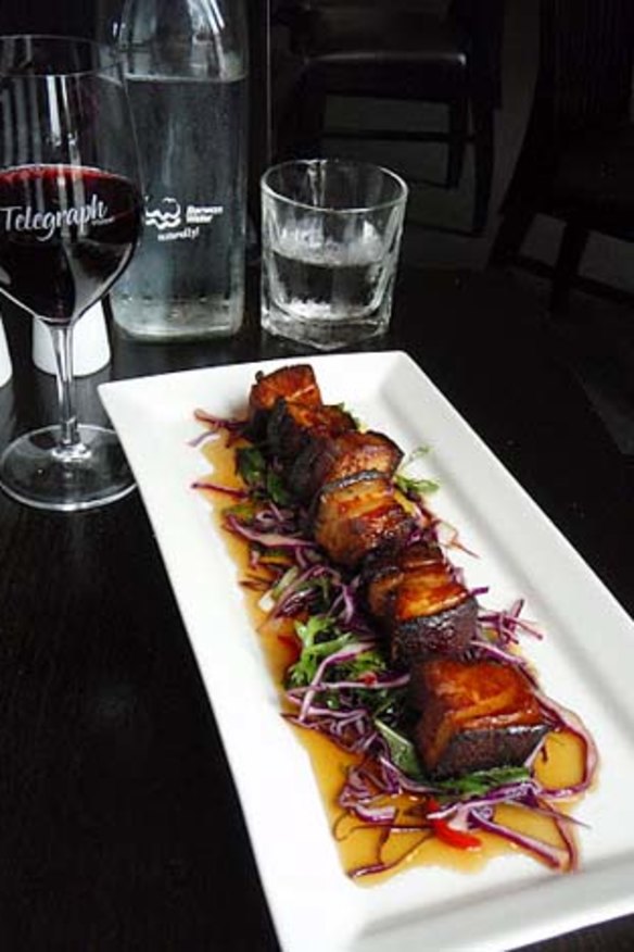 Caramelised pork belly at the Telegraph Hotel.