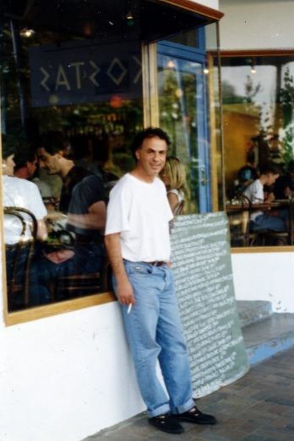 Kosta Talimanidis at his original Lorne taverna, Kosta's, in 1991.