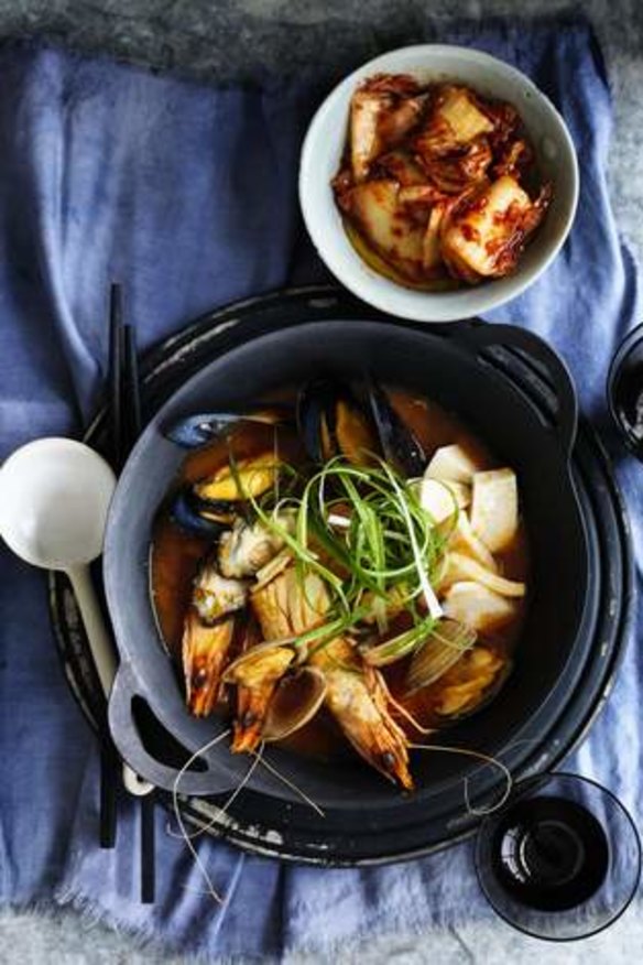 Korean-style seafood stew works with just about any seafood combination.