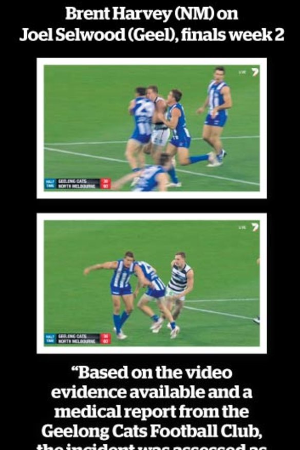 Brent Harvey (NM) on Joel Selwood (Geel), finals week 2.