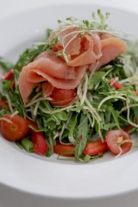 Salmon salad at Paleo Cafe in Mornington.