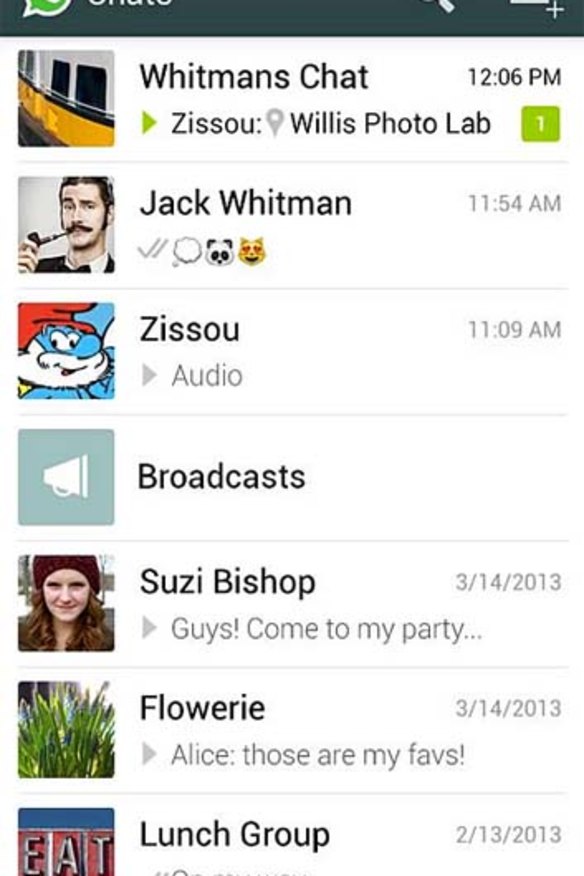A screenshot of WhatsApp Messenger.