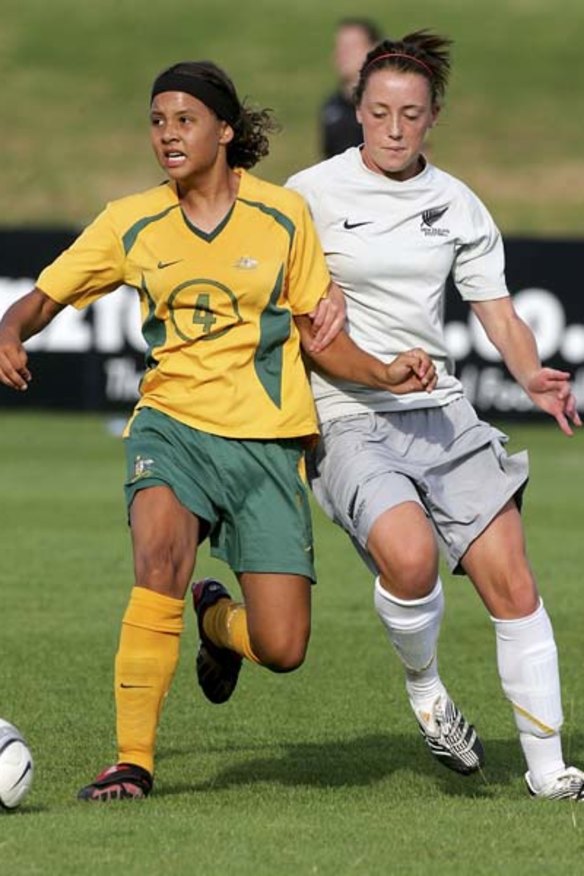 Star . . . Australia's sixteen-year-old Samantha Kerr scored the Matilda's goal in the first half.