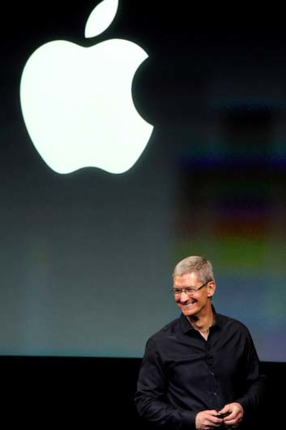 Apple CEO Tim Cook speaks at the event.