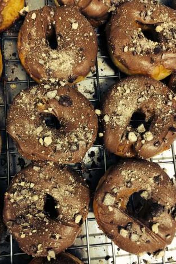 Milo glazed doughnut topped with crushed Maltesers from Candied Bakery.