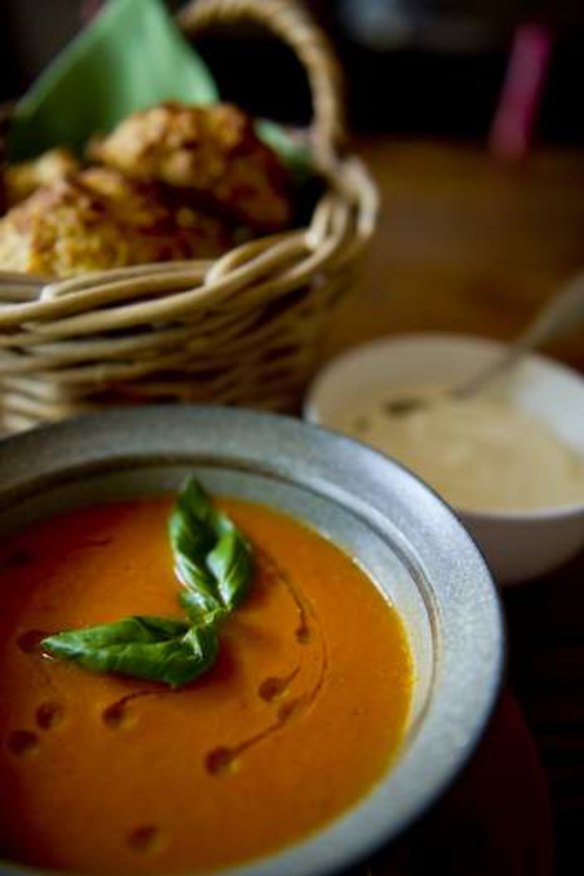 Cheese drop scones and Roasted tomato soup.