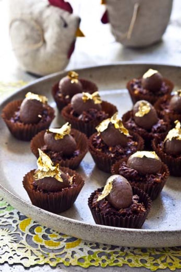 Hazelnut chocolate nests by Karen Martini . Styling by Andrea Geisler.