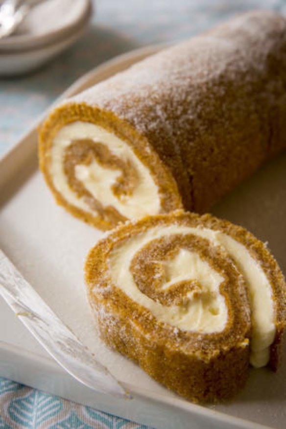 If Swiss roll is a favourite of yours, try this moist, sweetly spiced version.