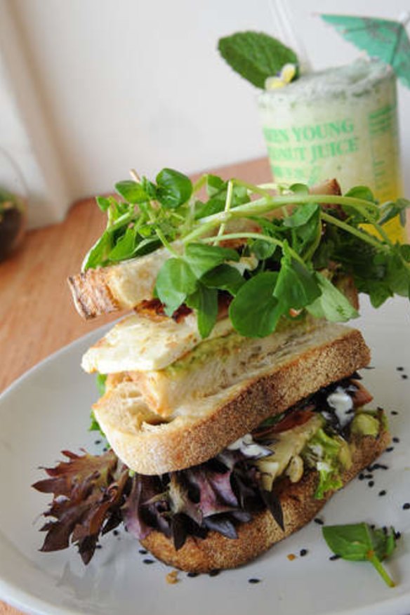 The towering haloumi sandwich.