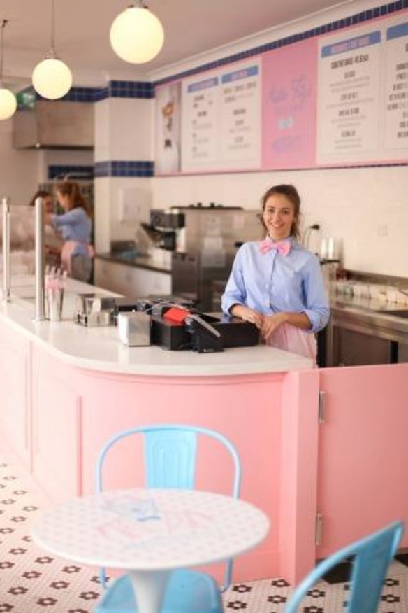 Inside the 1950s-style  ice-cream parlour.
