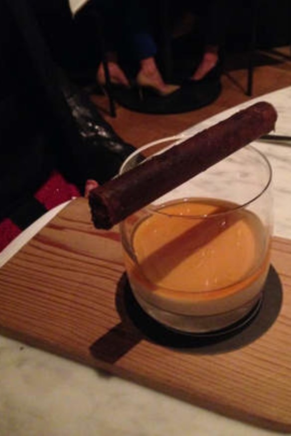 Balancing act: Print Hall's signature "whisky and cigar" dessert.