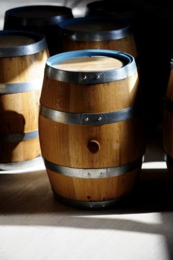 A rum barrel for ageing cocktails.