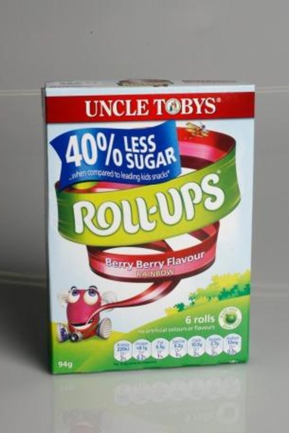 Uncle Tobys Roll Ups contain only 25 per cent fruit.