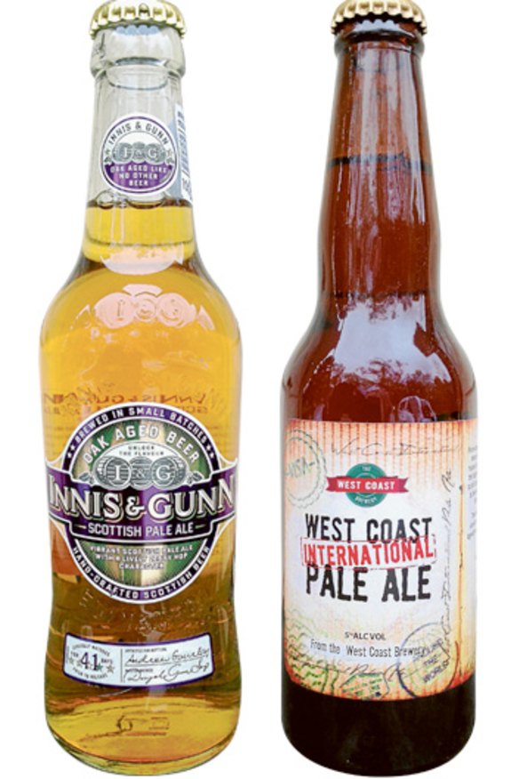 Innis and Gunn Oak Aged Scottish Pale Ale and West Coast International Pale Ale.