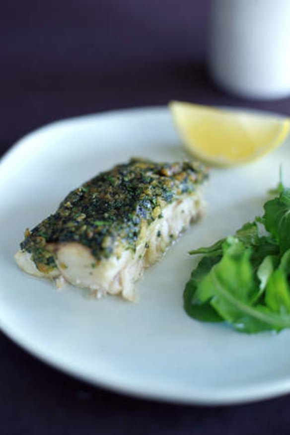 Roasted blue-eye with herb crust