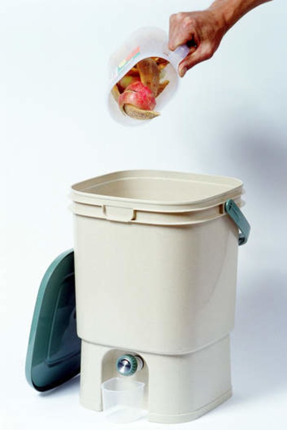 The bokashi bucket food recycling system.