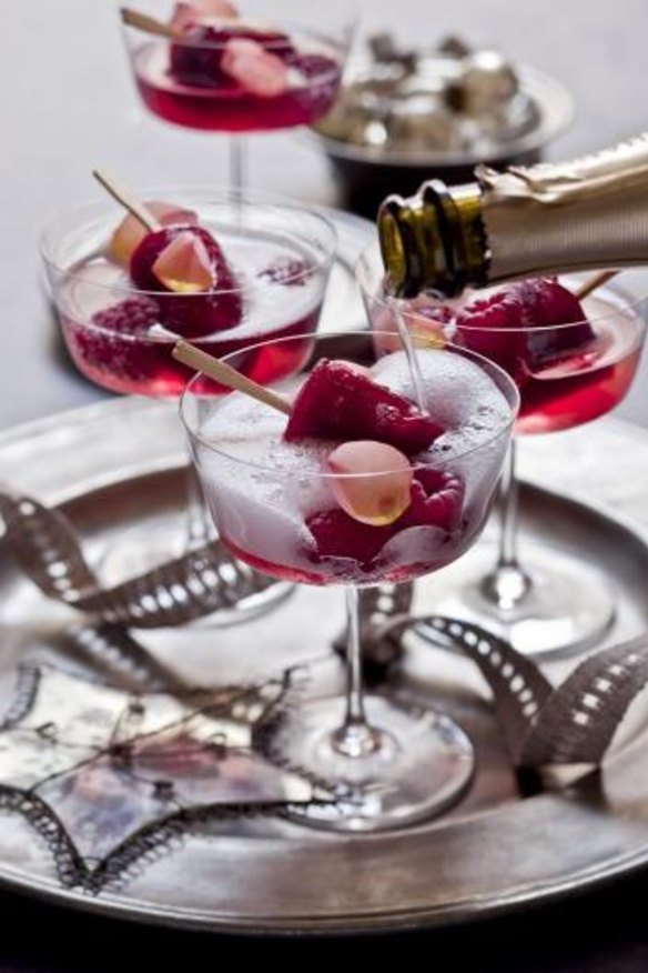 Party starter: Karen Martini's rosewater and raspberry popsicle with champagne.