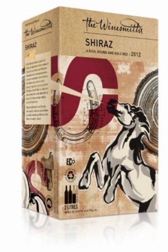 The Winesmiths shiraz cask wine packaging.