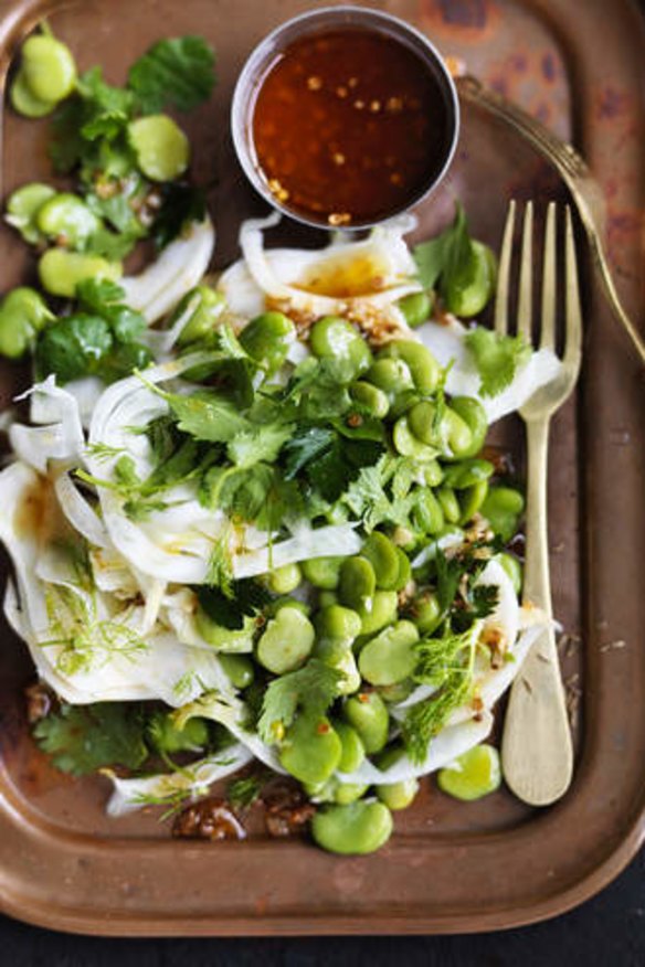 Broad bean and fennel salad.