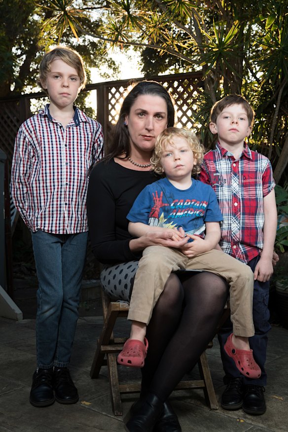 'Sick, annoyed and frustrated' - Rosemary Donald with her children (left to right) Mitchell, Sammy and Hugo.  
