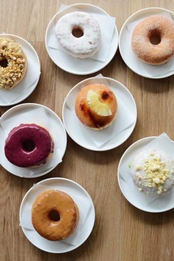 A selection of doughnuts at Donut Shop.