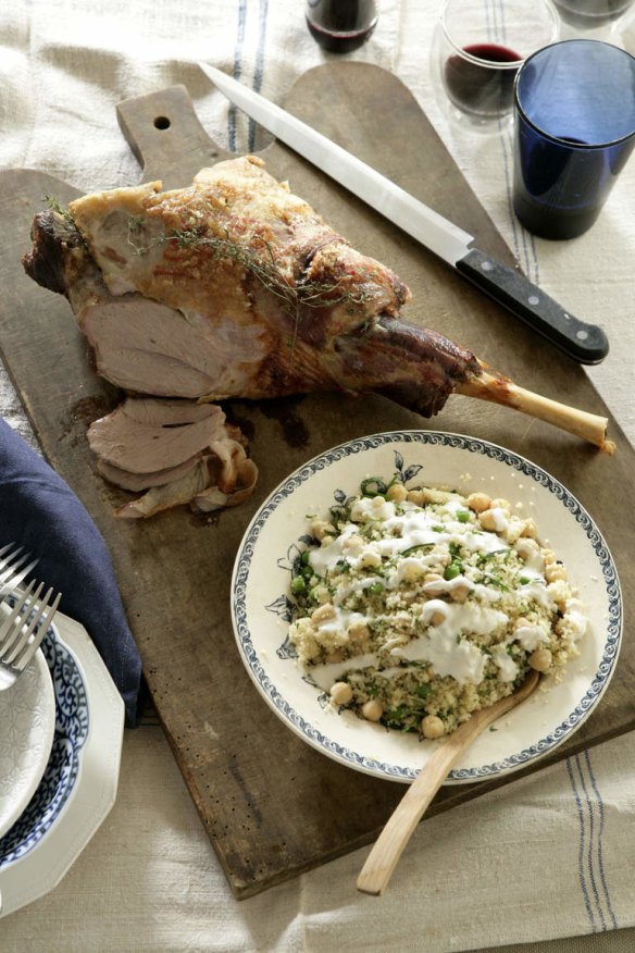 Roast leg of lamb with cous cous