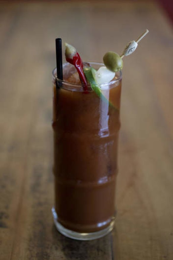 The sausage vodka bloody Mary.