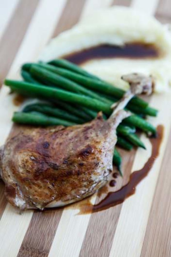 So tender ... Confit duck leg, with parsnip, beans and a pinot noir jus.