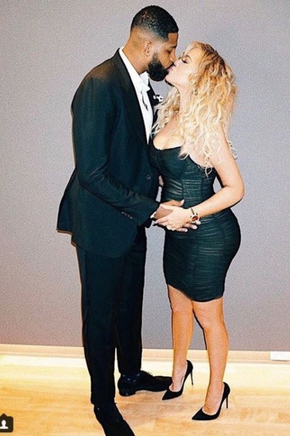 In happier times: Khloe Kardashian and Tristan Thompson.
