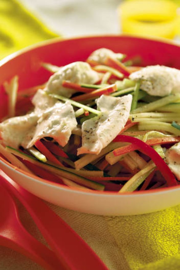Crunchy: raw vegetable salad.
