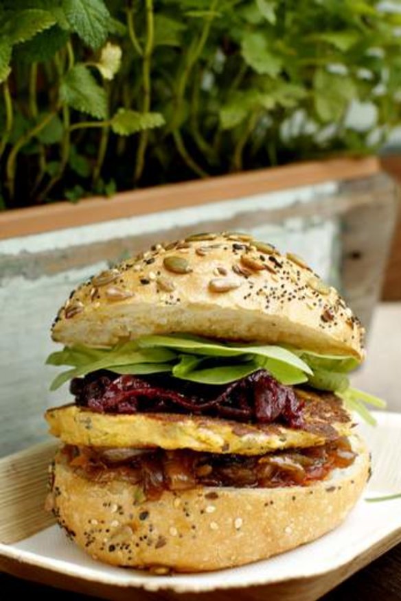 A burger from Sydney's Vegie Patch van.