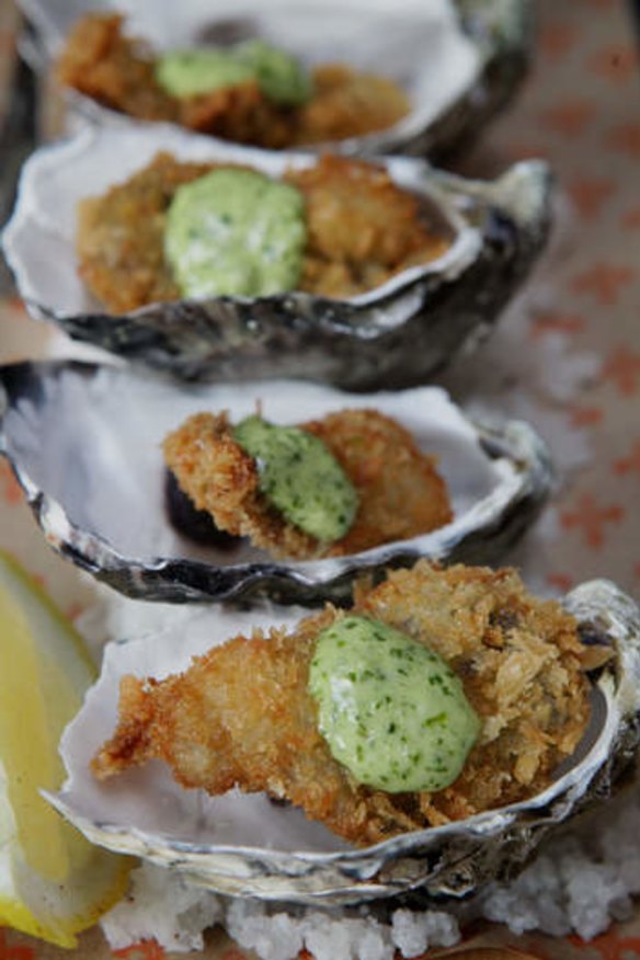 Go-to dish: Deep-fried oysters d'jour with Rockefeller mayo.
