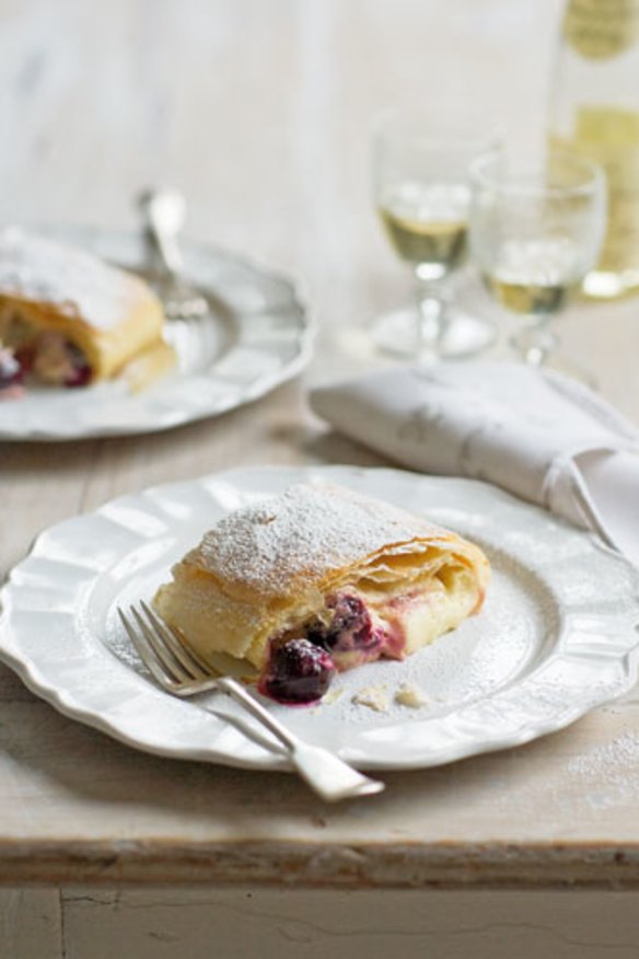 Cherry and cream cheese strudel.