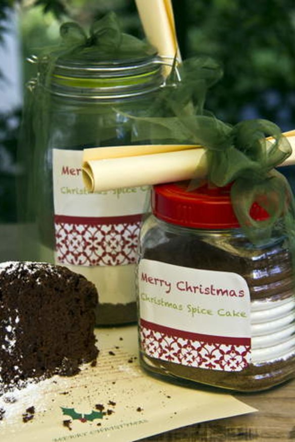 Christmas spice cake in a jar.