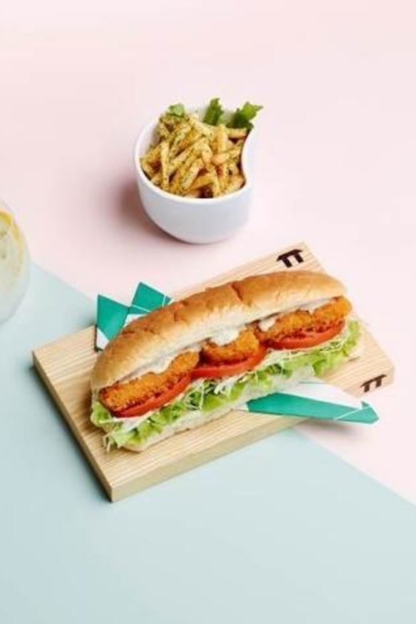 Crispy prawn roll and fries with seaweed salt.