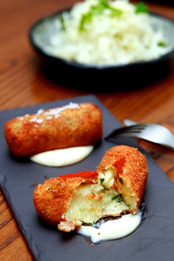 Croquetas de bacalao: Crisp on the outside and filled with fluffy salt cod or mushrooms and quinoa.