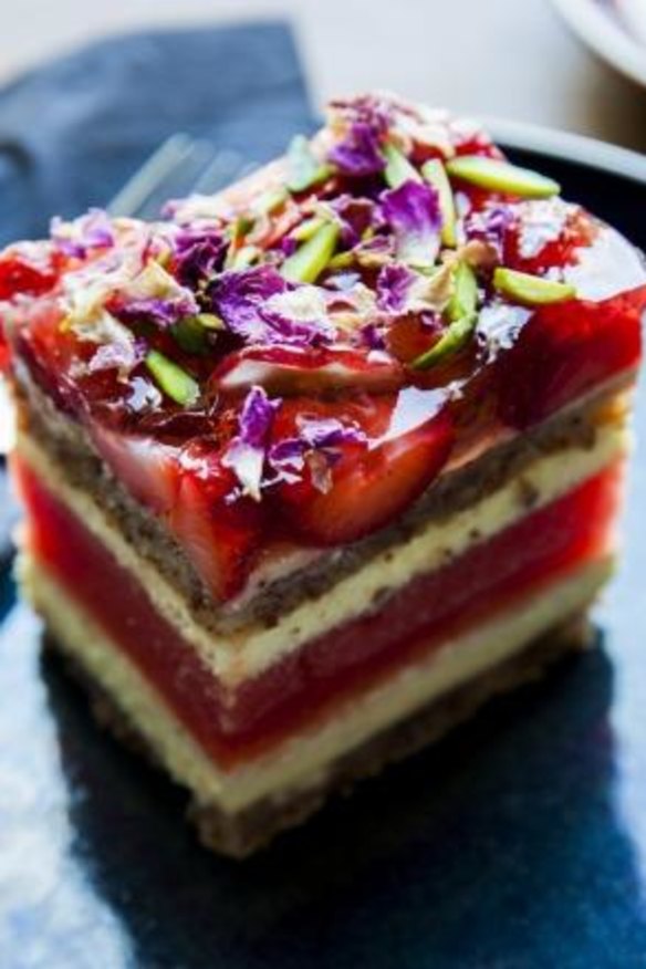 Watermelon, rose and strawberry cake from Black Star Pastry.