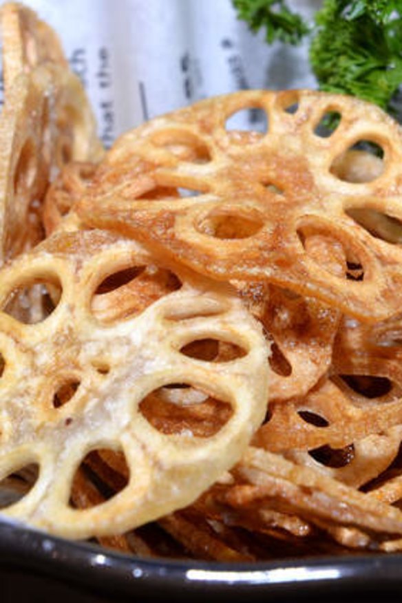 Crunchy lotus root chips.