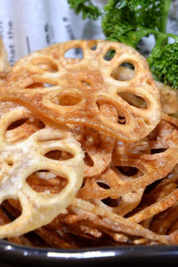 Crunchy lotus root chips.