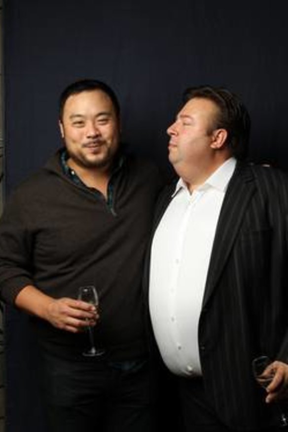 Three hats ... David Chang from Momofuku Seiobo (left) and Peter Gilmore from Quay.