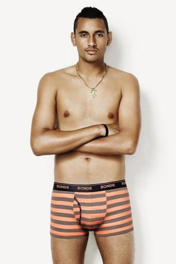 Nick Kyrgios is the new Bonds pin up boy, despite saying he goes 'commando' on court.