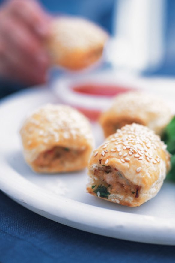 Thai chicken sausage rolls.