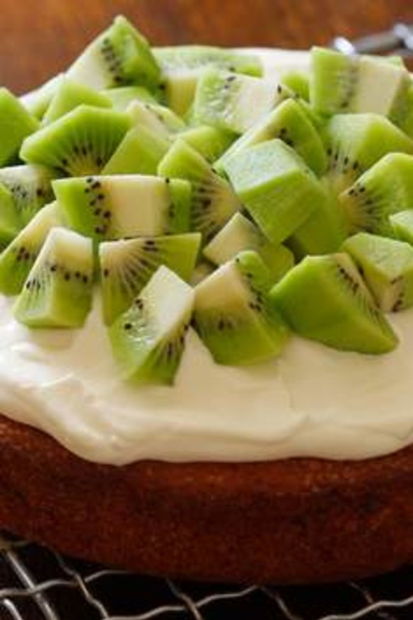 A twist on the basic butter cake ... This one is flavoured with lemon and topped with thick cream and kiwifruit. Recipe at the bottom of this article.