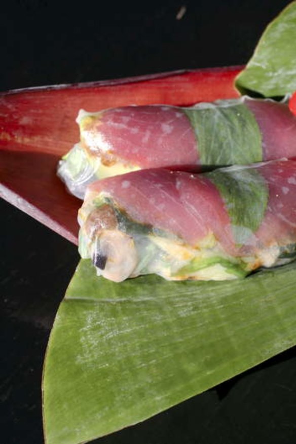 Play with flavours and textures ... The sashimi tuna rice paper rolls from Miss Chu.