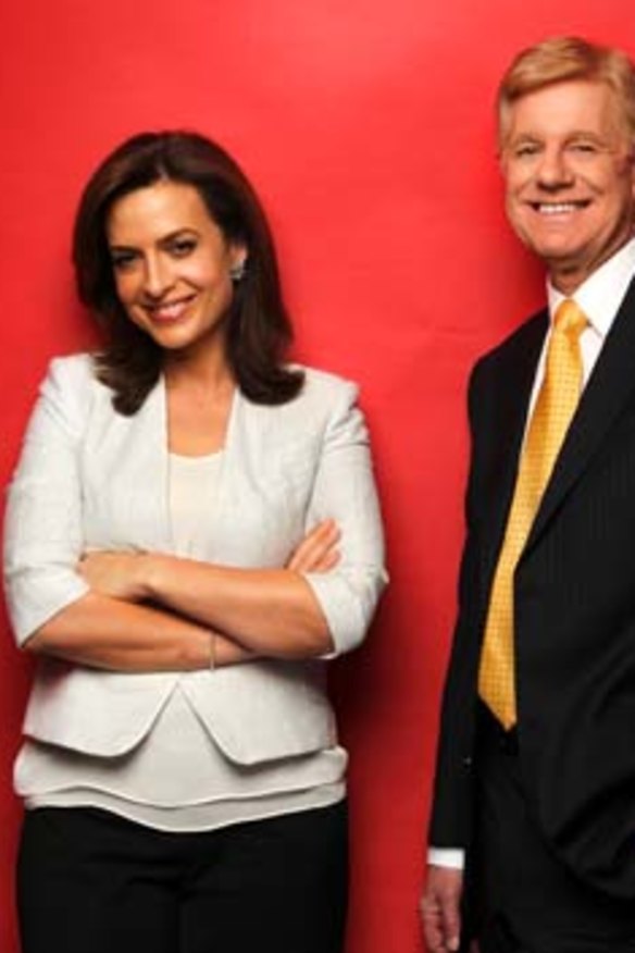 Ten's newsreading duo Helen Kapalos and Mal Walden.