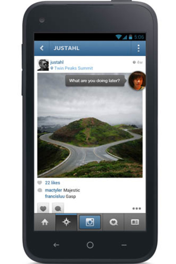 Facebook's new Android app in "Chat Head Preview" mode.