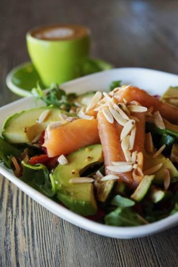 The smoked salmon and avocado salad.